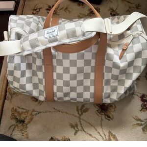 Herschel Supply Company Cream and Tan Checkered Duffel Bag
